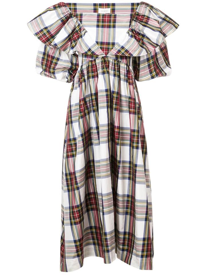 Isa Arfen Checked Puffy Sleeves Dres - Red