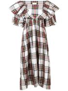 Isa Arfen Checked Puffy Sleeves Dres - Red