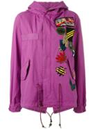 Mr & Mrs Italy - Patched Mini Parka - Women - Cotton/polyamide/polyester/wool - Xs, Pink/purple, Cotton/polyamide/polyester/wool