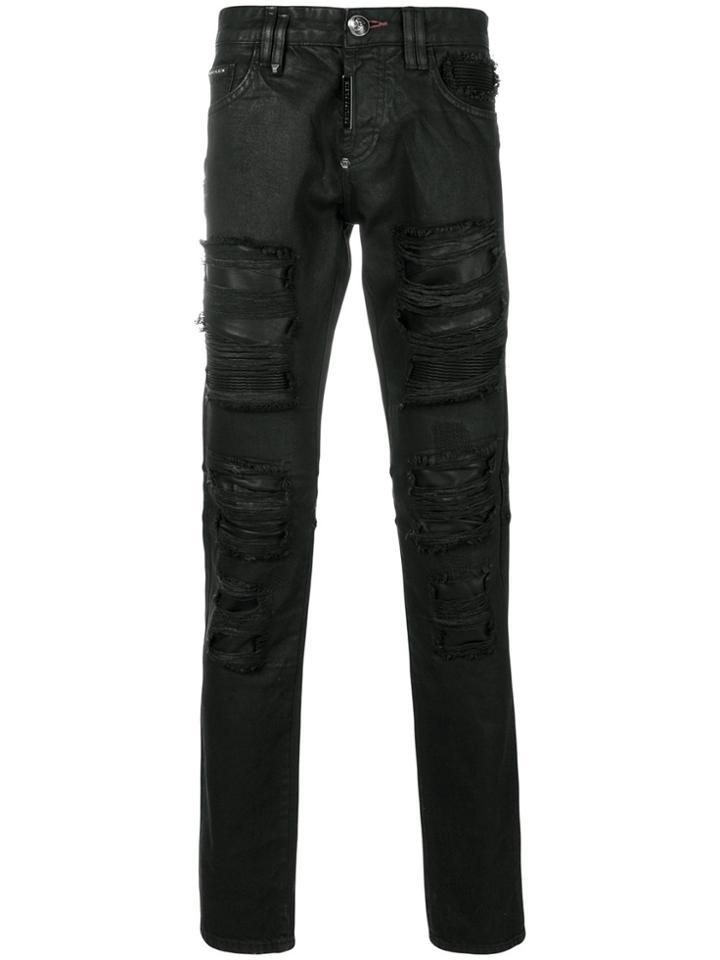 Philipp Plein Plated Biker Jeans - Black