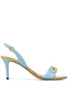 Emilio Pucci Chain Embellished Patent Leather Slingback Sandals - Blue