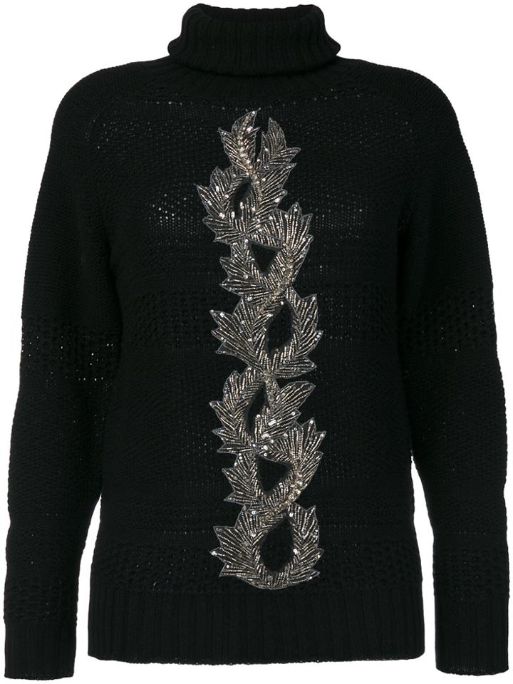 Jo No Fui Embellished Sweater - Black