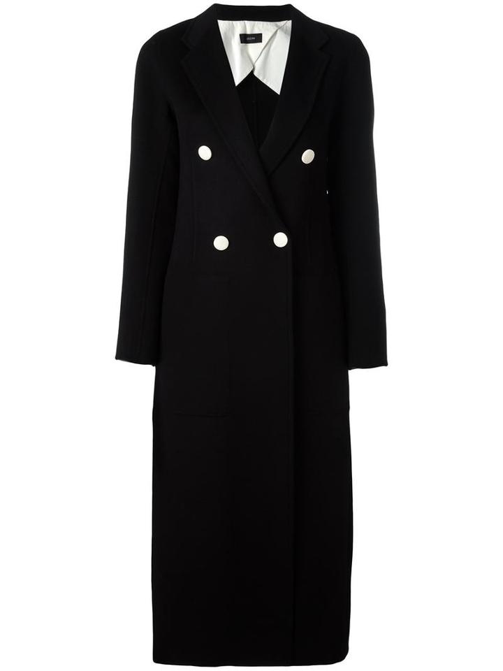 Joseph Buttoned Long Coat, Women's, Size: 36, Black, Wool/cashmere/viscose/cotton