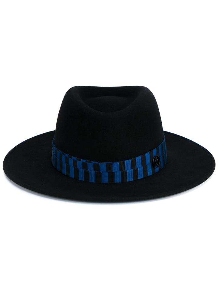 Maison Michel Black Henrietta Bondage Fedora Hat - Blue