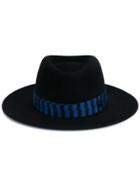 Maison Michel Black Henrietta Bondage Fedora Hat - Blue