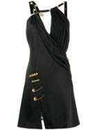 Versace Safety Pin Embellished Mini Dress - Black