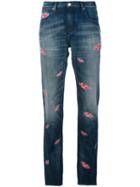 Each X Other - Lips Print Boyfriend Jeans - Women - Cotton/spandex/elastane - 28, Blue, Cotton/spandex/elastane