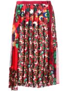 Sacai Asymmetric Floral Pleated Skirt - Red