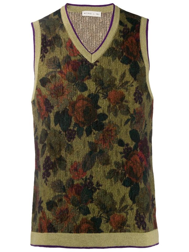 Etro Floral-knit Vest - Green