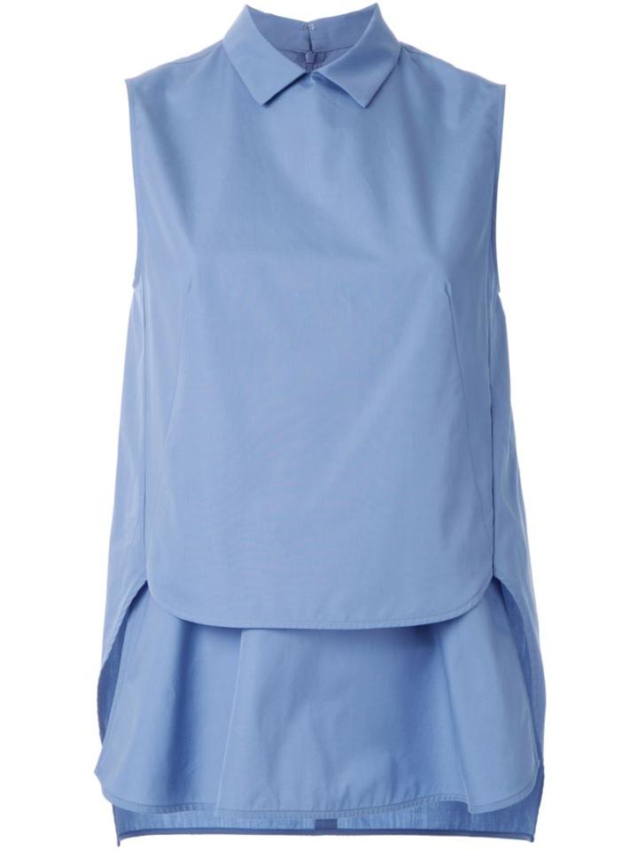 Le Ciel Bleu Sleeveless Peplum Top, Women's, Size: 36, Blue, Cotton