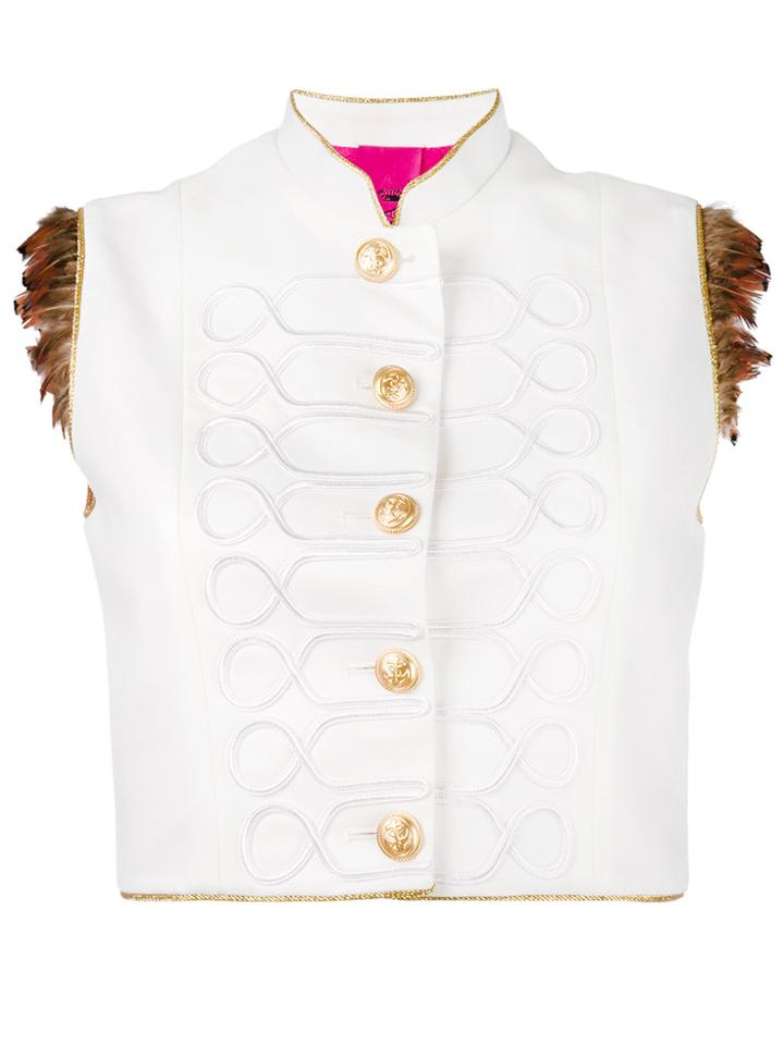 La Condesa Jimy Cropped Military Vest - White