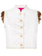 La Condesa Jimy Cropped Military Vest - White