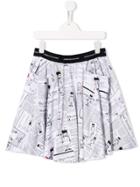 John Galliano Kids Teen Newspaper Print Skirt - White