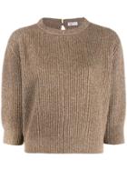 Brunello Cucinelli Lurex Knitted Sweater - Brown