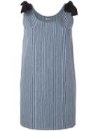 Miu Miu Bows Striped Dress, Women's, Size: 40, Blue, Cotton