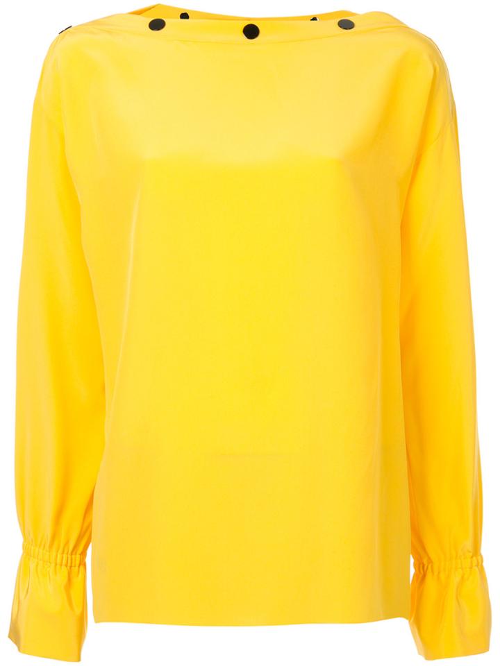 Emilio Pucci Button Slash Neck Blouse - Yellow & Orange