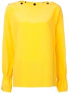 Emilio Pucci Button Slash Neck Blouse - Yellow & Orange