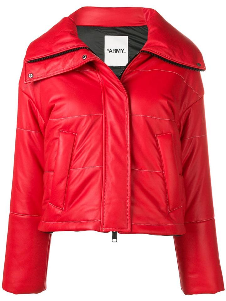 Yves Salomon Army Cropped Padded Jacket - Red