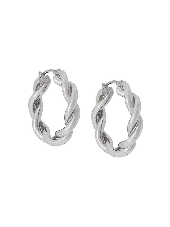 Jw Anderson Silver Twisted Hoop Earrings - Grey