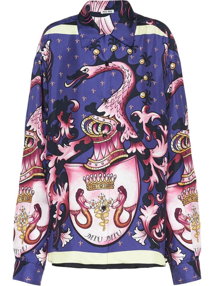 Miu Miu Swan Print Shirt - Pink