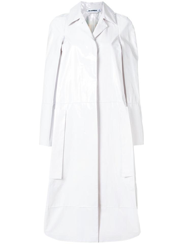 Jil Sander Patent Long Coat - White