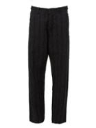 Uma Wang Striped Trousers, Men's, Size: Large, Black, Cotton/linen/flax
