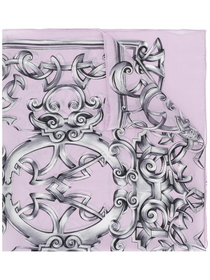 Versace Heritage Barocco Print Scarf - Pink & Purple