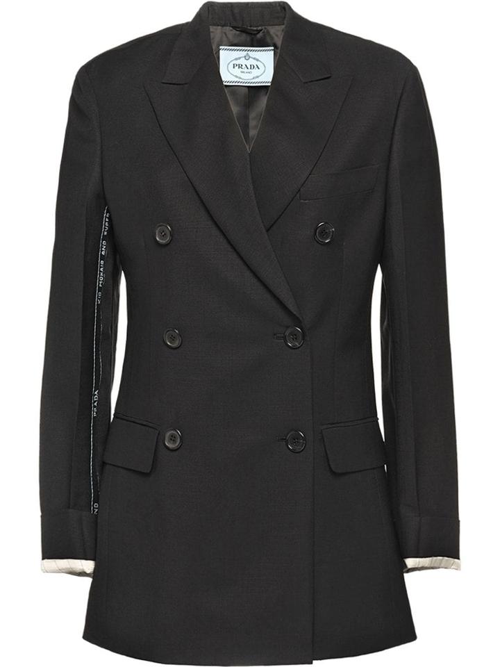 Prada Double-breasted Mohair And Wool Jacket - Black