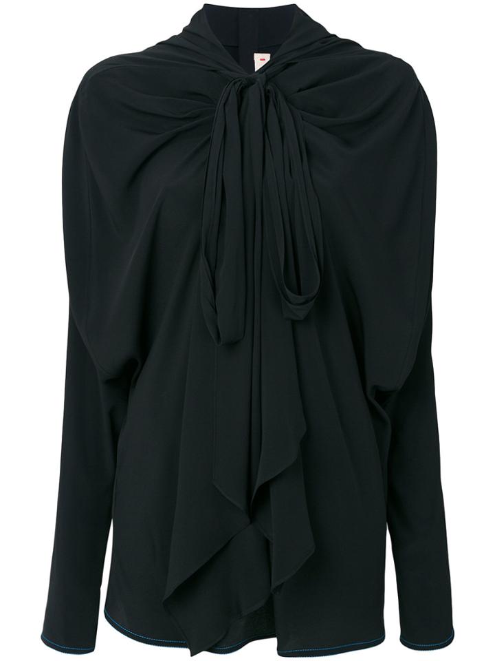 Marni Draped Gathered Neck Blouse - Black
