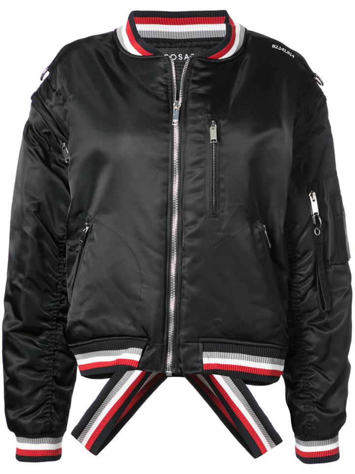 Icosae Stripe Detail Bomber Jacket - Black