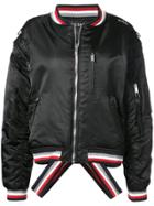 Icosae Stripe Detail Bomber Jacket - Black