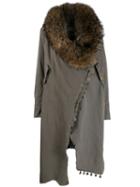 Bazar Deluxe Fur Collar Wrap-around Coat - Grey