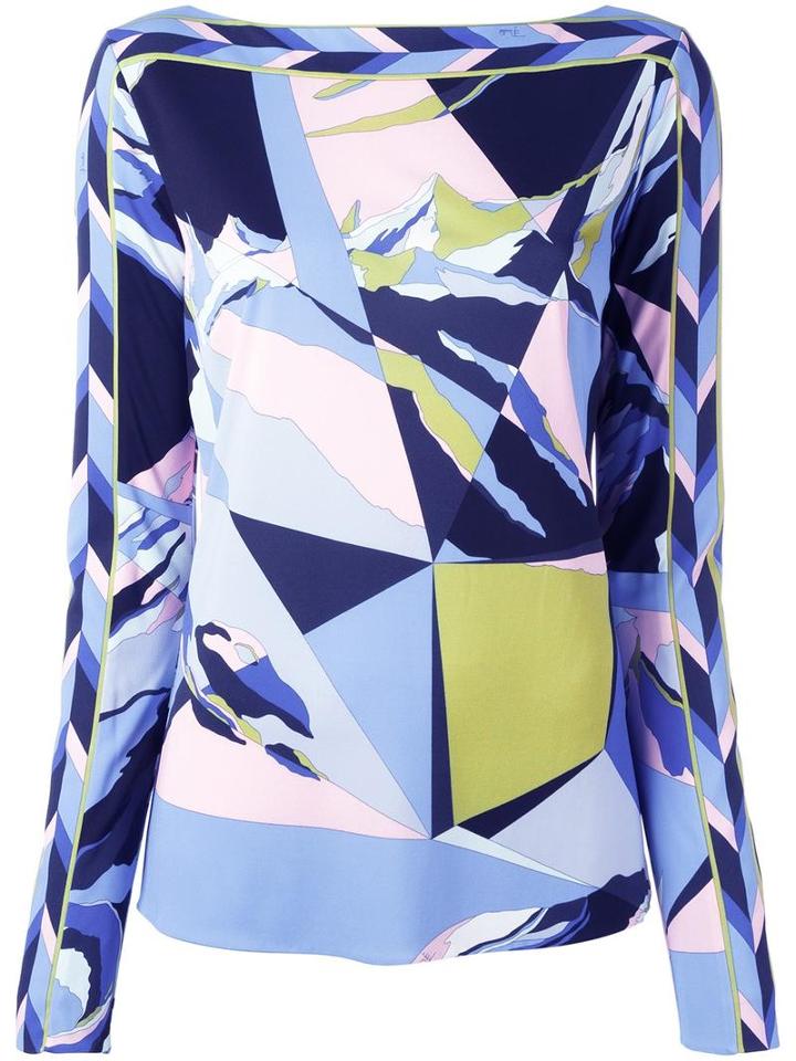 Emilio Pucci Abstract Print Top, Women's, Size: 42, Blue, Viscose/silk