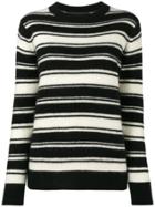 The Elder Statesman Stripey Long Sleeve Jumper - Black