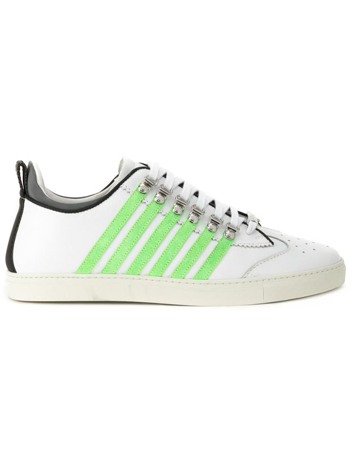 Dsquared2 Striped Criss-cross Laced Sneakers - White