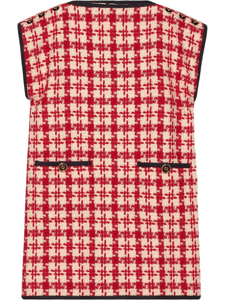Gucci Houndstooth Print Shift Dress - Red