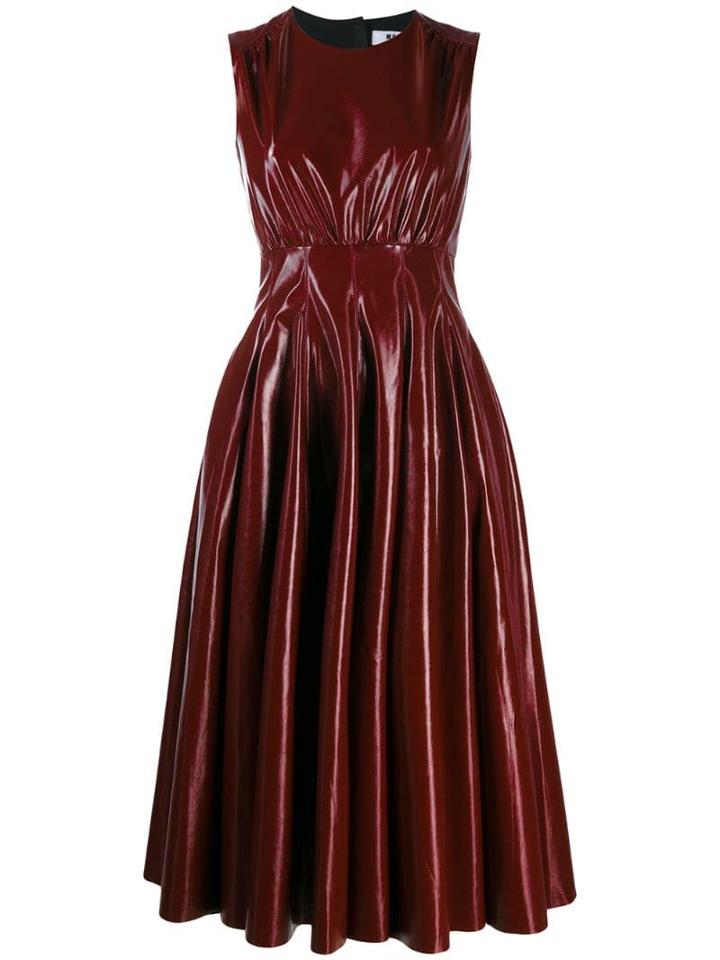 Msgm Faux Leather Midi Dress - Red