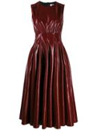 Msgm Faux Leather Midi Dress - Red