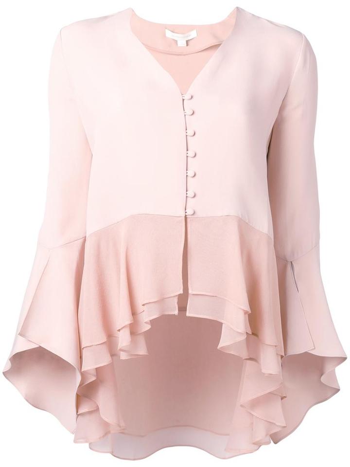 Jonathan Simkhai V-neck Buttoned Blouse, Women's, Size: Large, Pink/purple, Silk