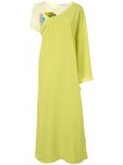 Pose Arazzi Panelled Asymmetric Sleeves Dress - Green