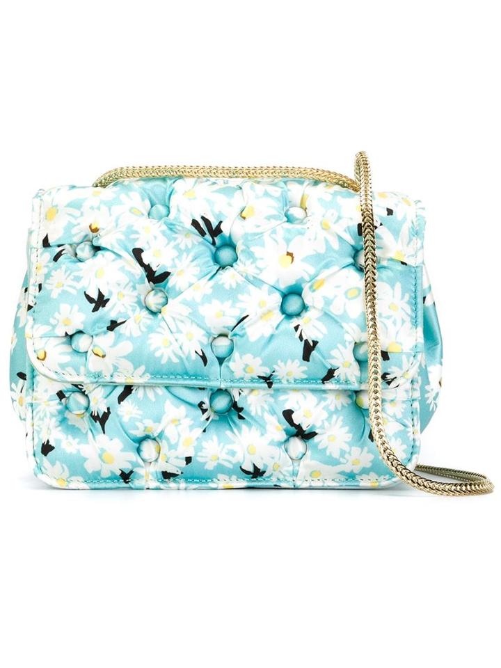 Benedetta Bruzziches Quilted Cross Body Bag, Women's, Blue, Silk Satin