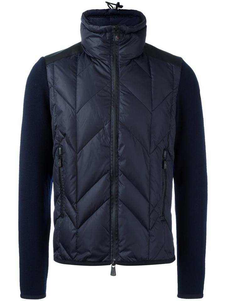 Moncler Grenoble Knit Sleeve Padded Jacket, Men's, Size: Xl, Blue, Polyamide/virgin Wool/feather Down