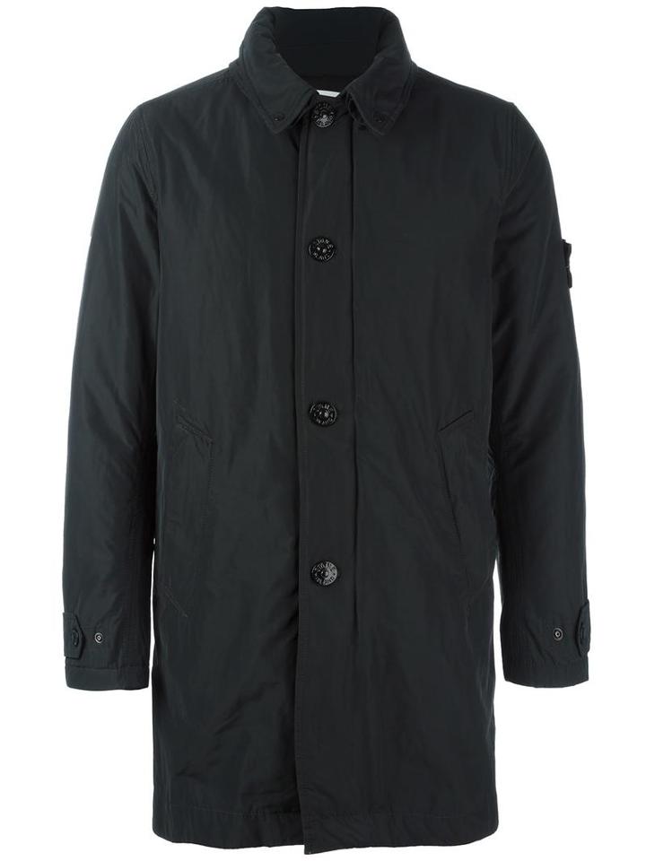 Stone Island Single Breasted Coat, Men's, Size: Xl, Black, Polyester/polyamide/cotton