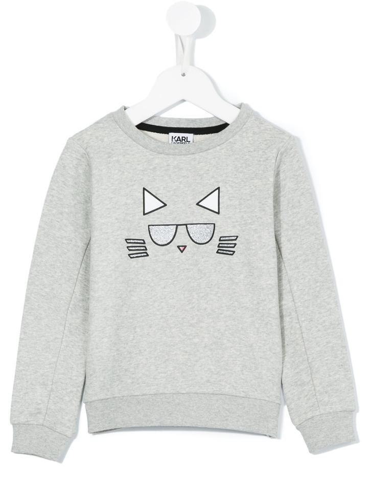 Karl Lagerfeld Kids Cat Print Sweatshirt, Girl's, Size: 10 Yrs, Grey