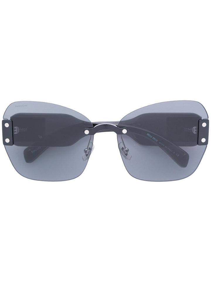 Miu Miu Eyewear Oversized Logo Sunglasses - Black