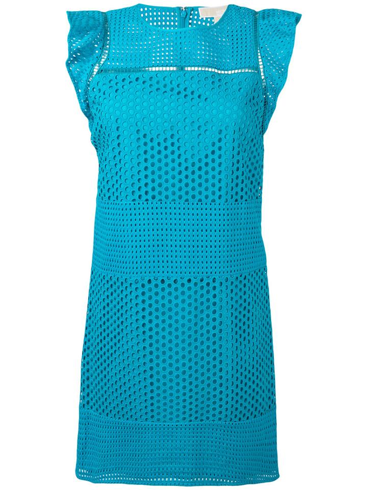 Michael Michael Kors Broderie Sun Dress, Women's, Size: Large, Blue, Cotton