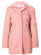 Nina Ricci Flared Shearling Coat - Pink & Purple