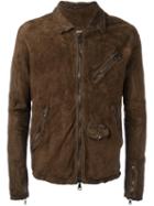 Giorgio Brato Zipped Jacket, Men's, Size: 56, Brown, Cotton/leather/polyester