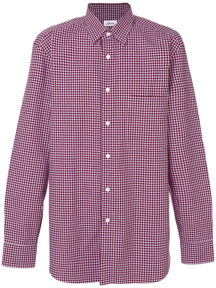 Brioni Checked Shirt - Red