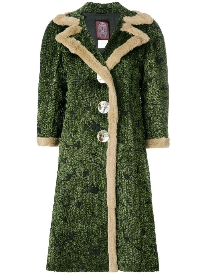 John Galliano Pre-owned Abstract Pattern Midi Coat - Green